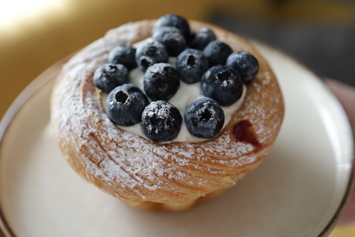 Buttery pastry topped with berries